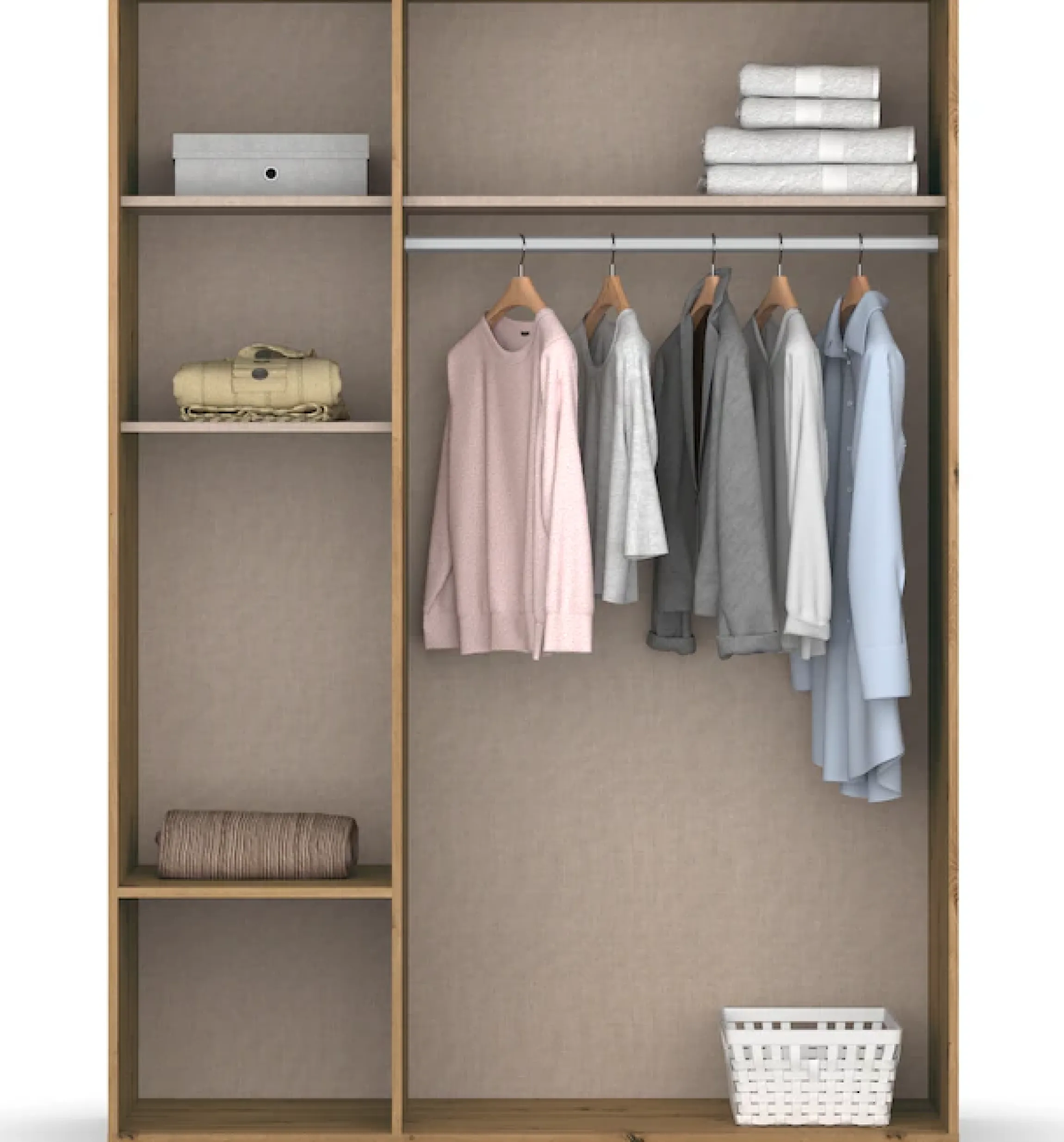 rauch Drehtürenschrank »Kleiderschrank Schrank Garderobe Wäscheschrank NARAI mit Schubladen« in 3 verschiedenen Ausstattungen BASIC/CLASSIC/PREMIUM,Griffausfräsungen für eine grifflose Optik TOPSELLER MADE IN GERMANY