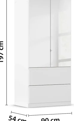 rauch Drehtürenschrank »Kleiderschrank Schrank Garderobe COSTA in den Breiten 91/136/181 cm« in 3 Ausstattungen BASIC/CLASSIC/PREMIUM,mit Spiegel, grifflose Front und Push-to-Open Funktion MADE IN GERMANY