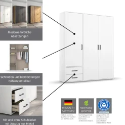 rauch Drehtürenschrank »Kleiderschrank Schrank Garderobe Wäscheschrank VOYAGER« in 3 verschiedenen Ausstattungen BASIC/CLASSIC/PREMIUM,mit 2 modernen Griffvarianten, mit Außenschubladen MADE IN GERMANY