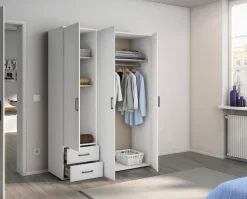 rauch Drehtürenschrank »Kleiderschrank Schrank Garderobe Wäscheschrank VOYAGER« in 3 verschiedenen Ausstattungen BASIC/CLASSIC/PREMIUM,mit 2 modernen Griffvarianten, mit Außenschubladen MADE IN GERMANY