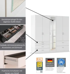 rauch Drehtürenschrank »Kleiderschrank Schrank Garderobe Wäscheschrank WILDBERG« Breiten 230/275 cm, Höhen 212/231 cm,mit 6 Schubladen, obere Schublade mit Holz-Einteilung MADE IN GERMANY