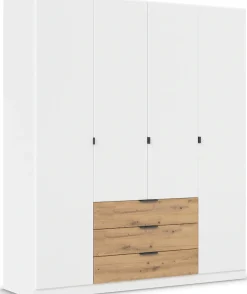 rauch Drehtürenschrank »Kleiderschrank Schrank Garderobe Schlafzimmerschrank DAVOA« mit farblich abgesetzten Schubkästen in Eiche Artisan MADE IN GERMANY