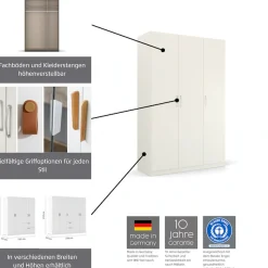 rauch Drehtürenschrank »Kleiderschrank Schrank Garderobe Ankleide MODERN BY QUADRA SPIN« Breiten: 181/226/271 cm, Höhe 210 cm,mit Spiegel und hochwertiger Glasfront, Stangengriff MADE IN GERMANY