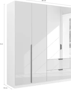 rauch Drehtürenschrank »Kleiderschrank Schrank Garderobe Ankleide MODERN BY QUADRA SPIN« Breiten: 181/226/271 cm, Höhe 210 cm,mit Spiegel und hochwertiger Glasfront, Stangengriff MADE IN GERMANY