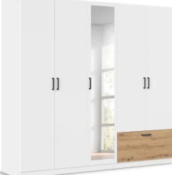rauch Drehtürenschrank »Kleiderschrank Schrank Garderobe Wäscheschrank BARI mit Spiegel« mit Schubasten außen, moderner Griff in Graumetallic MADE IN GERMANY