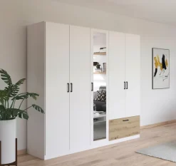 rauch Drehtürenschrank »Kleiderschrank Schrank Garderobe Wäscheschrank BARI mit Spiegel« mit Schubasten außen, moderner Griff in Graumetallic MADE IN GERMANY
