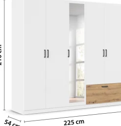 rauch Drehtürenschrank »Kleiderschrank Schrank Garderobe Wäscheschrank BARI mit Spiegel« mit Schubasten außen, moderner Griff in Graumetallic MADE IN GERMANY