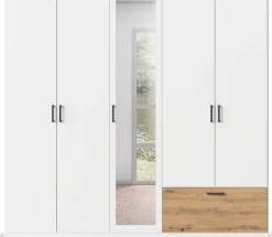 rauch Drehtürenschrank »Kleiderschrank Schrank Garderobe Wäscheschrank BARI mit Spiegel« mit Schubasten außen, moderner Griff in Graumetallic MADE IN GERMANY