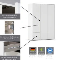rauch Drehtürenschrank »Kleiderschrank Schrank Garderobe Wäscheschrank NABILA viel Stauraum« in 3 verschiedenen Ausstattungen BASIC/CLASSIC/PREMIUM,in 2 Breiten mit Push-to-Open Funktion TOPSELLER MADE IN GERMANY