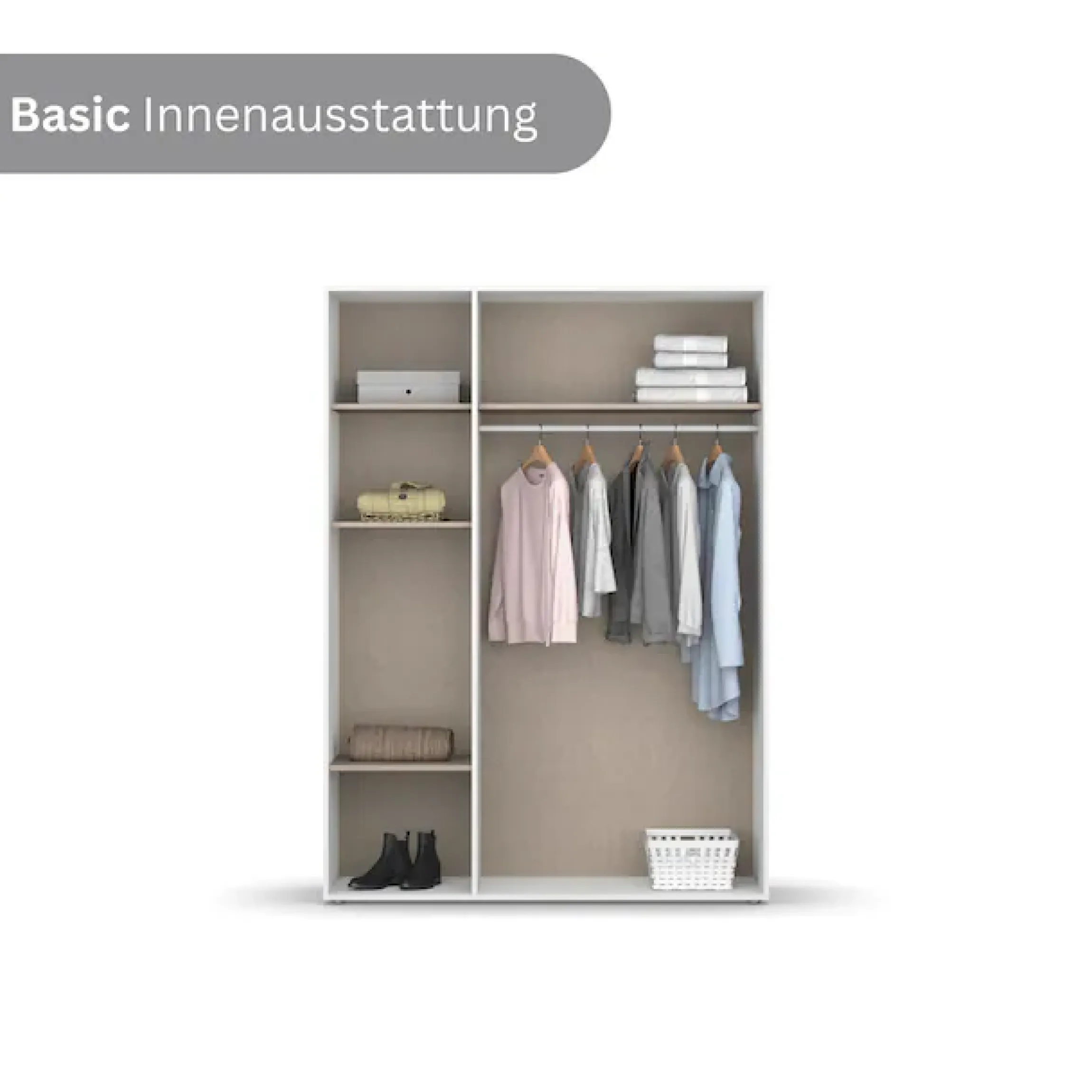rauch Drehtürenschrank »Kleiderschrank Schrank Garderobe Wäscheschrank NABILA viel Stauraum« in 3 verschiedenen Ausstattungen BASIC/CLASSIC/PREMIUM,in 2 Breiten mit Push-to-Open Funktion TOPSELLER MADE IN GERMANY