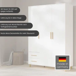 rauch Drehtürenschrank »Kleiderschrank Schrank Garderobe SHINJO Breiten 93/140/187 cm« in 3 verschiedenen Ausstattungen BASIC/CLASSIC/PREMIUM,Griffe und Füße aus Massivholz, viel Stauraum MADE IN GERMANY