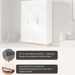 rauch Drehtürenschrank »Kleiderschrank Schrank Garderobe SHINJO Breiten 93/140/187 cm« in 3 verschiedenen Ausstattungen BASIC/CLASSIC/PREMIUM,Griffe und Füße aus Massivholz, viel Stauraum MADE IN GERMANY