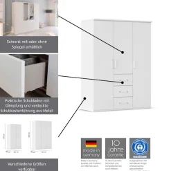 rauch Drehtürenschrank »Kleiderschrank Schrank Garderobe Schlafzimmerschrank EVELYN« in 2 Höhen 197 oder 210 cm erhältlich, inkl. SOFT-CLOSE-FUNKTION,in elegantem Stil, viel Stauraum 3 Breiten und 2 Höhen MADE IN GERMANY