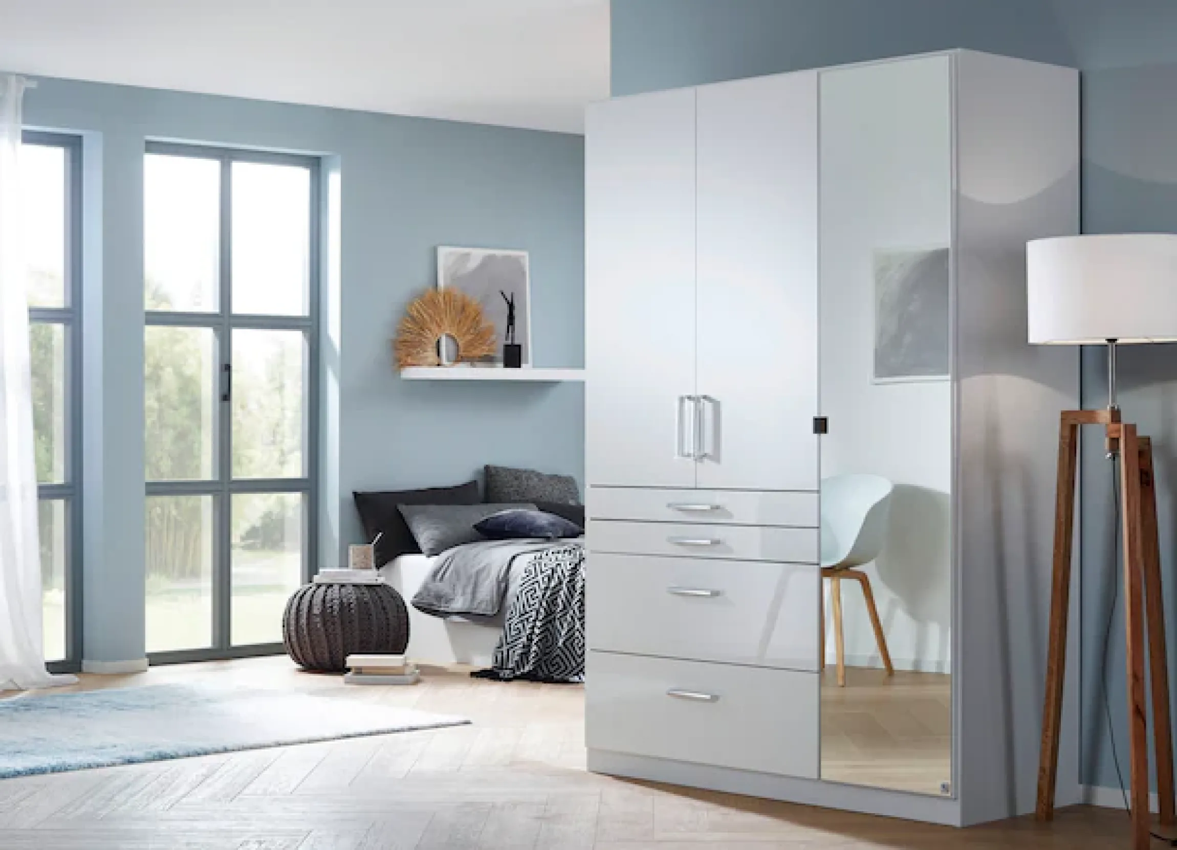 rauch Drehtürenschrank »Kleiderschrank Schrank Garderobe GarderobenschrankHOMBURG« mit Spiegel, oberer Schubkasten mit Einteilung MADE IN GERMANY