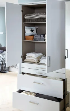 rauch Drehtürenschrank »Kleiderschrank Schrank Garderobe GarderobenschrankHOMBURG« mit Spiegel, oberer Schubkasten mit Einteilung MADE IN GERMANY