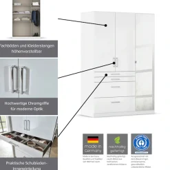rauch Drehtürenschrank »Kleiderschrank Schrank Garderobe GarderobenschrankHOMBURG« mit Spiegel, oberer Schubkasten mit Einteilung MADE IN GERMANY
