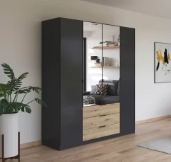rauch Drehtürenschrank »Kleiderschrank Schrank Garderobe Schlafzimmerschrank DAVOA« mit farblich abgesetzten Schubkästen in Eiche Artisan MADE IN GERMANY