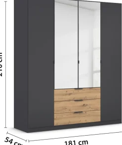 rauch Drehtürenschrank »Kleiderschrank Schrank Garderobe Schlafzimmerschrank DAVOA« mit farblich abgesetzten Schubkästen in Eiche Artisan MADE IN GERMANY