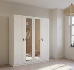 rauch Drehtürenschrank »Kleiderschrank Schrank Garderobe Ankleide COTTAGE BY QUADRA SPIN« Breiten: 181/226/271 cm, Höhe 210 cm,in skandinavischem Landhausstil, mit Spiegel