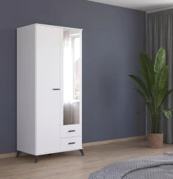 rauch Drehtürenschrank »Lucena« mit schräg ausgestellten Füßen im Monochrom-Stil, mit Spiegel