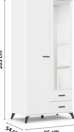 rauch Drehtürenschrank »Lucena« mit schräg ausgestellten Füßen im Monochrom-Stil, mit Spiegel
