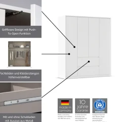rauch Drehtürenschrank »Mainz mit Passepartout« optional mit Beleuchtung, Außentüren mit Push-to-Open Funktion