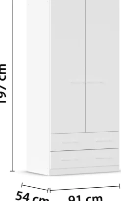 rauch Drehtürenschrank »Prandon A« mit 2 Schubladen und Metallgriffen in Weiß
