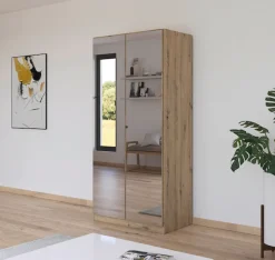 rauch Drehtürenschrank »Reflect« mit Spiegelfront, inkl. praktischer Inneneinteilung und Stoffboxen-Set