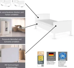 rauch Funktionsbett »Bett Einzelbett Komfortbett Holzbett TORRENT« Bettseitenhöhe 44,6 cm, Größen: 90x200 cm, 100x200 cm,in Komforthöhe, Einlasstiefe 6-fach verstellbar MADE IN GERMANY