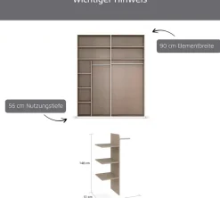 rauch Inneneinteilung »Zubehör für Rauch-Schwebetürenschränke ORANGE« Breite 88 cm, Tiefe 51 cm mit 3 Einlegeböden und 1 Kleiderstange