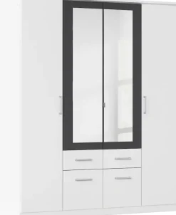 rauch Kleiderschrank »Drehtürenschrank Schrank Garderobe BURANO« mit Schubladen und Spiegelumrandung in Farbabsetzung MADE IN GERMANY