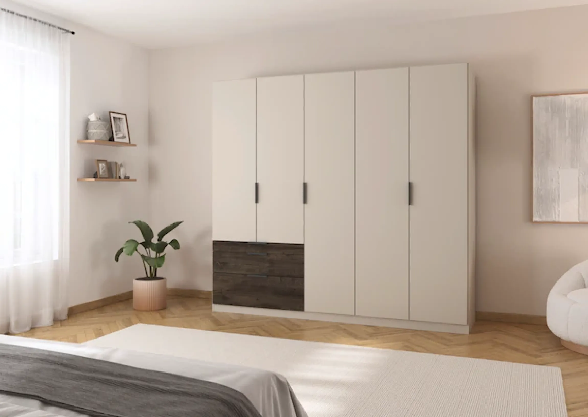 rauch Kleiderschrank »Drehtürenschrank Schrank Garderobe Schlafzimmerschrank KODA« oberer Schubkasten mit praktischer Inneneinteilung,mit asymmetrisch angeordneten Schubladen MADE IN GERMANY