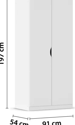 rauch Kleiderschrank »Drehtürenschrank Schrank Garderobe Ankleide FREISING« Breite/Höhe/Tiefe: 91/197/54 cm,schlichtes Design mit griffloser Front und Griffmulde MADE IN GERMANY