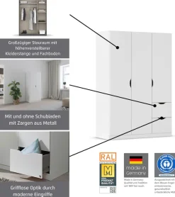 rauch Kleiderschrank »Drehtürenschrank Schrank Garderobe Ankleide FREISING« Breite/Höhe/Tiefe: 91/197/54 cm,schlichtes Design mit griffloser Front und Griffmulde MADE IN GERMANY