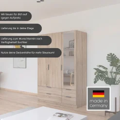 rauch Kleiderschrank »Drehtürenschrank Schrank Garderobe Ankleide Schlafzimmer LAGOA« 3 verschiedene Ausstattungen BASIC/CLASSIC/PREMIUM (inkl. SOFT-CLOSE),geräumige Schubladen, 3 Breiten, optional mit Aufsatz MADE IN GERMANY