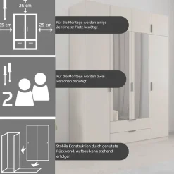rauch Kleiderschrank »Drehtürenschrank Schrank Garderobe Ankleide Schlafzimmer LAGOA« 3 verschiedene Ausstattungen BASIC/CLASSIC/PREMIUM (inkl. SOFT-CLOSE),geräumige Schubladen, 3 Breiten, optional mit Aufsatz MADE IN GERMANY