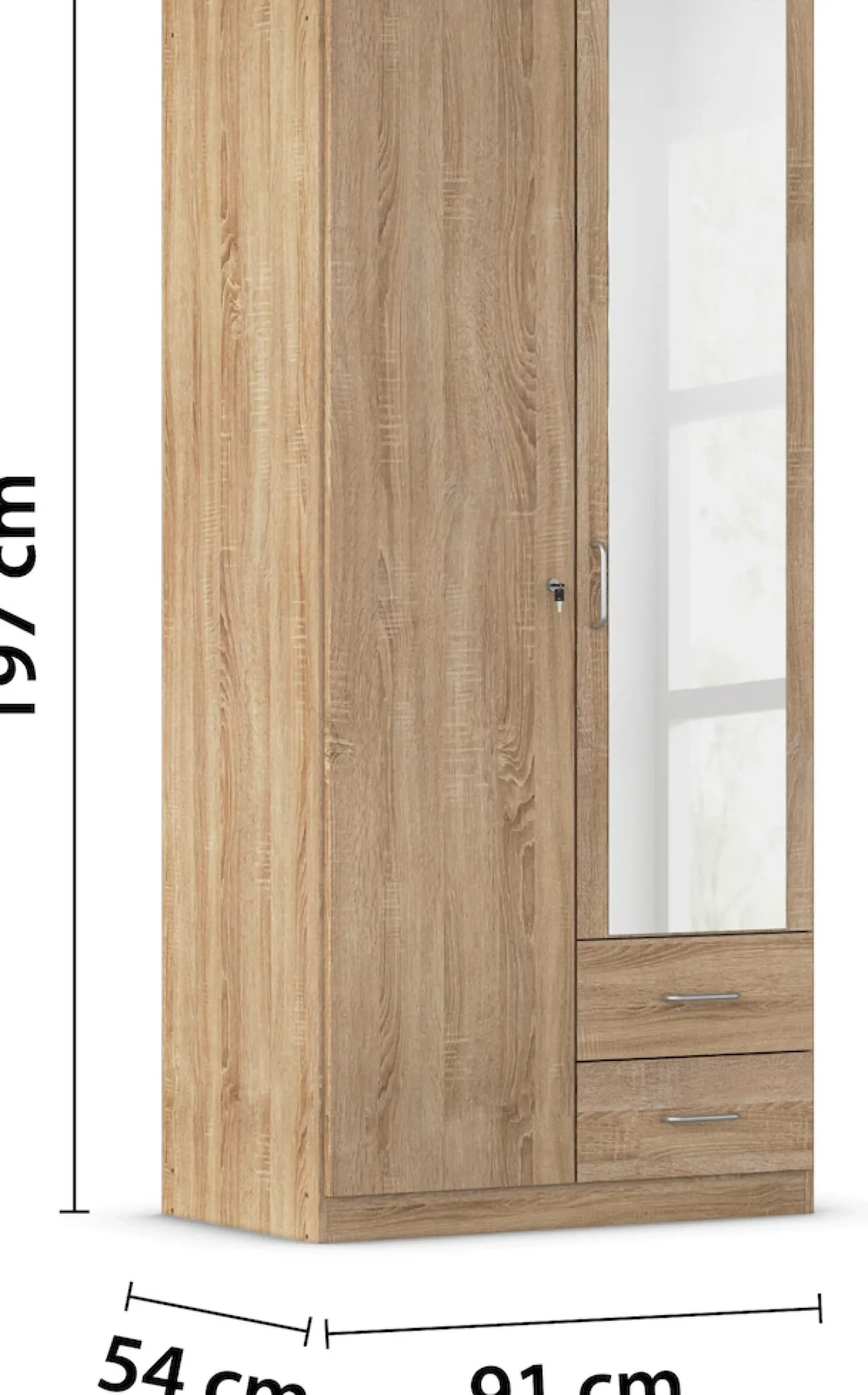 rauch Kleiderschrank »Schrank Garderobe Garderobenschrank Putzschrank Wäscheschrank BERGHEIM« Breiten 91/136/181 cm, Höhe 197 cm,2 Außenschubladen, Tür/en abschließbar je 2 Schlüssel MADE IN GERMANY