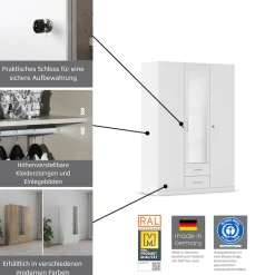 rauch Kleiderschrank »Schrank Garderobe Garderobenschrank Putzschrank Wäscheschrank BERGHEIM« Breiten 91/136/181 cm, Höhe 197 cm,2 Außenschubladen, Tür/en abschließbar je 2 Schlüssel MADE IN GERMANY
