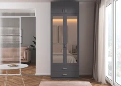 rauch Kleiderschrank »Schrank Garderobe Wäscheschrank GAMMA in 4 Breiten 91-226 cm« 3 verschiedene Ausstattungen BASIC/CLASSIC/PREMIUM (inkl. SOFT-CLOSE),mit Schubladen und Schrankaufsatz sowie Spiegel MADE IN GERMANY
