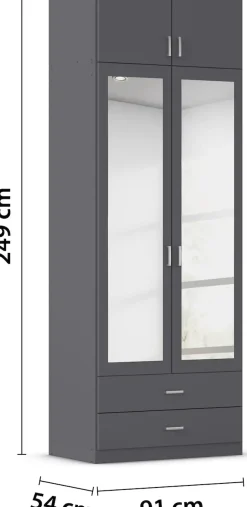 rauch Kleiderschrank »Schrank Garderobe Wäscheschrank GAMMA in 4 Breiten 91-226 cm« 3 verschiedene Ausstattungen BASIC/CLASSIC/PREMIUM (inkl. SOFT-CLOSE),mit Schubladen und Schrankaufsatz sowie Spiegel MADE IN GERMANY