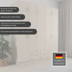 rauch Kleiderschrank »Schrank Garderobe Wäscheschrank GAMMA in 4 Breiten 91-226 cm« 3 verschiedene Ausstattungen BASIC/CLASSIC/PREMIUM (inkl. SOFT-CLOSE),mit Schubladen und Schrankaufsatz sowie Spiegel MADE IN GERMANY