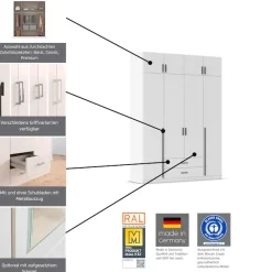 rauch Kleiderschrank »Schrank Garderobe Wäscheschrank GAMMA in 4 Breiten 91-226 cm« 3 verschiedene Ausstattungen BASIC/CLASSIC/PREMIUM (inkl. SOFT-CLOSE),mit Schubladen und Schrankaufsatz sowie Spiegel MADE IN GERMANY