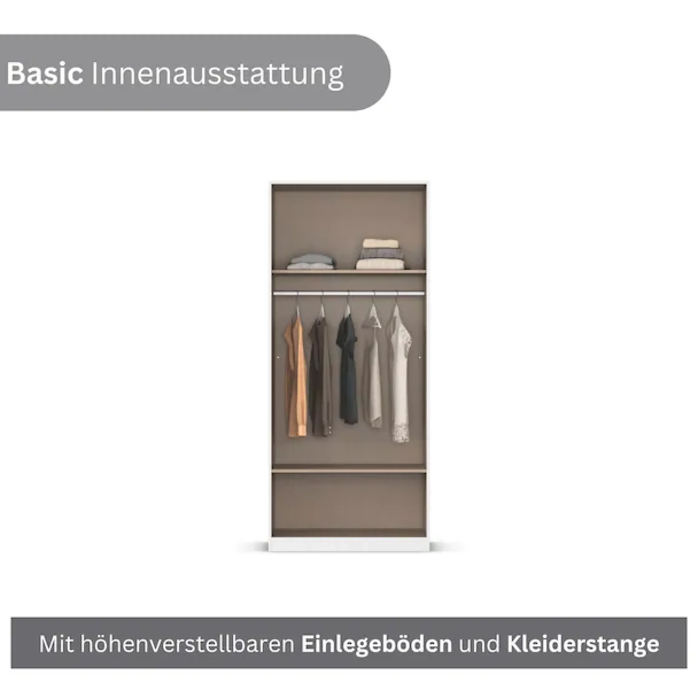 rauch Kleiderschrank »Schrank Garderobe Wäscheschrank GAMMA in 4 Breiten 91-226 cm« 3 verschiedene Ausstattungen BASIC/CLASSIC/PREMIUM (inkl. SOFT-CLOSE),mit Schubladen und Schrankaufsatz sowie Spiegel MADE IN GERMANY