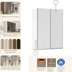 rauch Kleiderschrank »Schwebetürenschrank Schrank Garderobe Ankleide Schlafzimmer TARO« in 3 verschiedenen Ausstattungen BASIC/CLASSIC/PREMIUM (SOFT-CLOSE),4 Breiten, optional Passepartout mit/ohne Beleuchtung MADE IN GERMANY