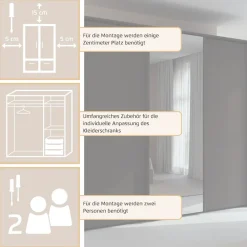 rauch Kleiderschrank »Schwebetürenschrank Schrank Garderobe Ankleide Schlafzimmer TARO« in 3 verschiedenen Ausstattungen BASIC/CLASSIC/PREMIUM (SOFT-CLOSE),4 Breiten, optional Passepartout mit/ohne Beleuchtung MADE IN GERMANY
