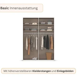rauch Kleiderschrank »Schwebetürenschrank Schrank Garderobe Ankleide Schlafzimmer TARO« in 3 verschiedenen Ausstattungen BASIC/CLASSIC/PREMIUM (SOFT-CLOSE),4 Breiten, optional Passepartout mit/ohne Beleuchtung MADE IN GERMANY