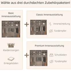 rauch Kleiderschrank »Schwebetürenschrank Schrank Garderobe Ankleide Schlafzimmer TARO« in 3 verschiedenen Ausstattungen BASIC/CLASSIC/PREMIUM (SOFT-CLOSE),4 Breiten, optional Passepartout mit/ohne Beleuchtung MADE IN GERMANY