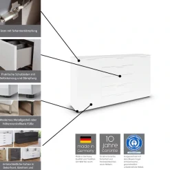 rauch Kombikommode »Kommode Türkommode Sideboard Kombikommode FLIPP« Breite 160 cm mit 2 Einlegeböden,2-türig mit3 Schubladen und Soft-Close-Funktion
