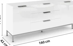 rauch Kombikommode »Kommode Türkommode Sideboard Kombikommode FLIPP mit Glasfront« Breite 160 cm mit 2 Einlegeböden,2-türig, 3 Schubladen, Soft-Close-Funktion, Oberboden und Front Glas