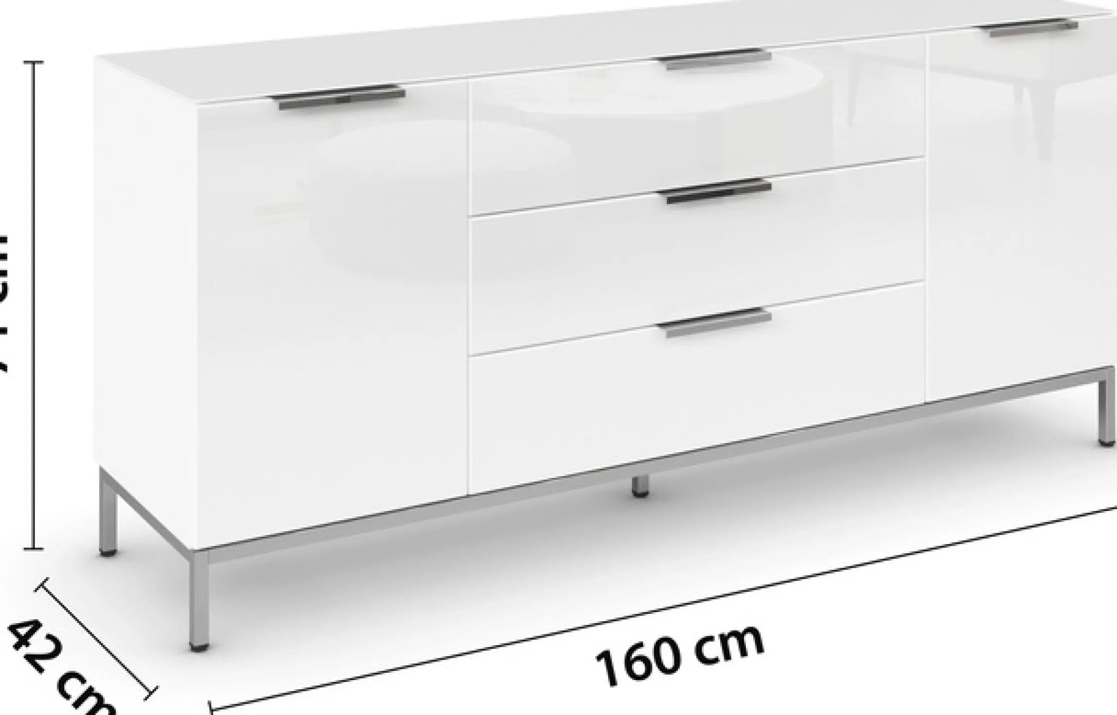 rauch Kombikommode »Kommode Türkommode Sideboard Kombikommode FLIPP mit Glasfront« Breite 160 cm mit 2 Einlegeböden,2-türig, 3 Schubladen, Soft-Close-Funktion, Oberboden und Front Glas